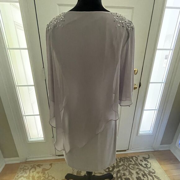 SLNY New York Dress Size 6 Formal Gray Wedding Bride Beaded Layered Holiday - Picture 7 of 16